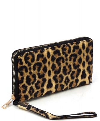 Fashion Zip Around Wallet Wristlet AD020 LEOPARD